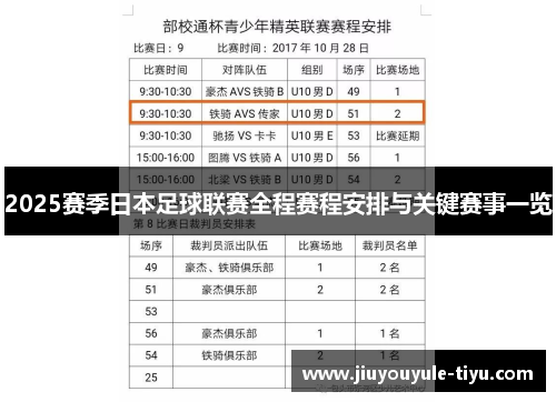 2025赛季日本足球联赛全程赛程安排与关键赛事一览